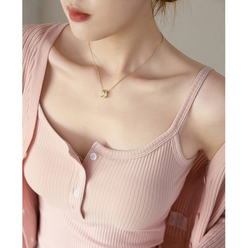 Cross-border short camisole buttoned vest for women summer 2024 new solid color fashionable inner bottoming top