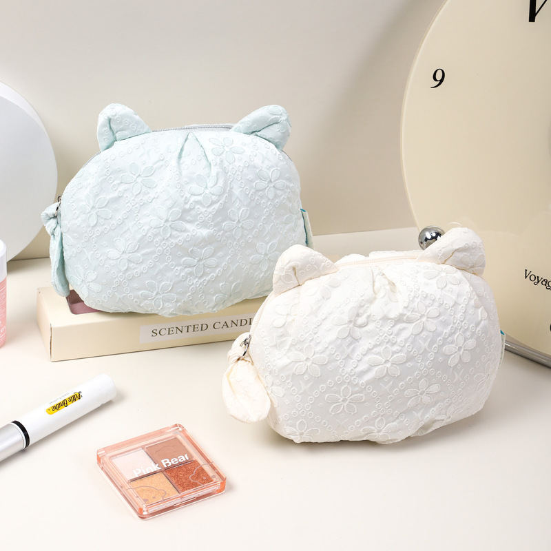 新しい ins かわいい猫ミニ化粧品バッグ女性のポータブル旅行必需品トイレタリー衣類収納袋|undefined