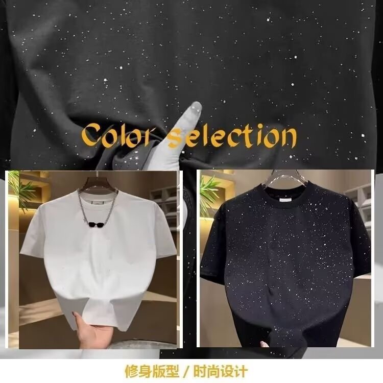 Verano de moda europea en la marca de moda 2026 nuevo hombre camiseta de manga corta con sequillas