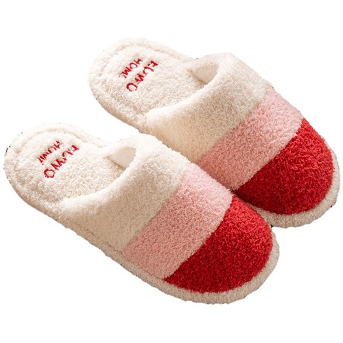 Street stall plush cotton slippers for women winter outer wear non-slip couples home warm home indoor men's confinement cotton shoes