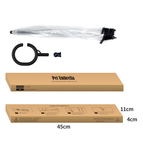 Transparent pet umbrella, dog C-shaped umbrella, pet supplies manufacturer direct sale, adjustable rainy day dog ​​walking leash