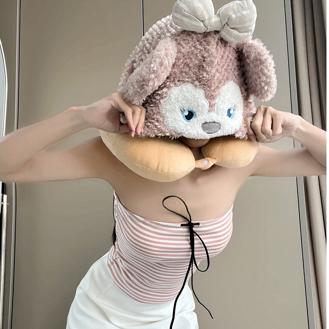 美式甜辣妹撞色条纹抹胸背心女夏季新款修身显瘦系带无袖外穿上衣