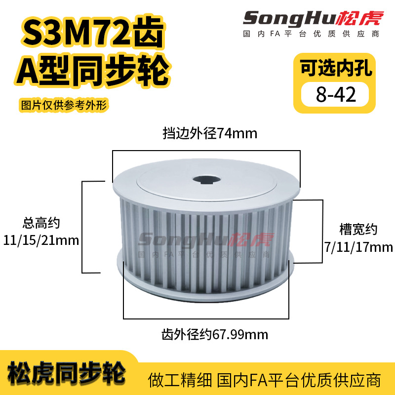 EBF21-S3M100 150-72-A-P-d27至42孔S3M72齿同步带轮同步带轮