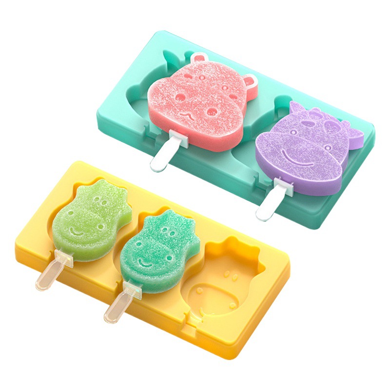 2-color helado molde de silicona vaca paleta molde DIY hecho a mano helado molde en stock al por mayor