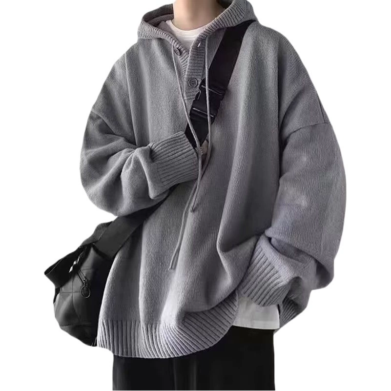 Водолазка с капюшоном Мужской весенне-осенний свободный свитер в ленивом стиле Японский Ретро Студенческая верхняя одежда Свитер Куртка