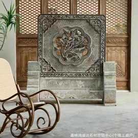 中式石雕影壁墙迎门石镂空浮雕花岗岩照壁别墅青石背景墙壁画屏风