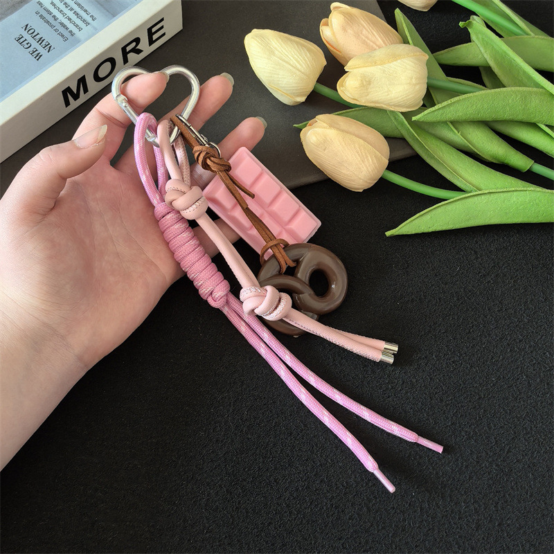 クロスボーダー miu アルカリ水パンインバッグペンダントベーグルチョコレート登山ロープキーホルダー装飾ペンダント|undefined