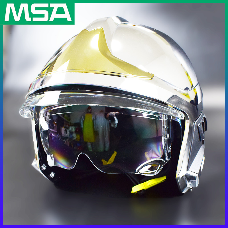 孟诺F1消防头盔F1SF欧式消防头盔消防安全帽镀铝披肩镀金面板