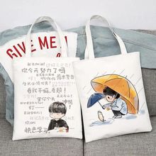 周深薛之谦周边帆布袋大容量高颜值韩版明星diy外出单肩手提包包