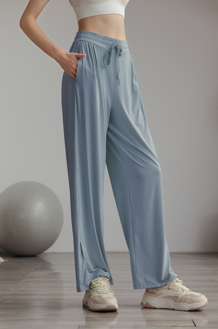 Cool pants, sun protection pants, women's UV protection, ice silk drape, wide legs, casual, breathable, split open,_voghion.com