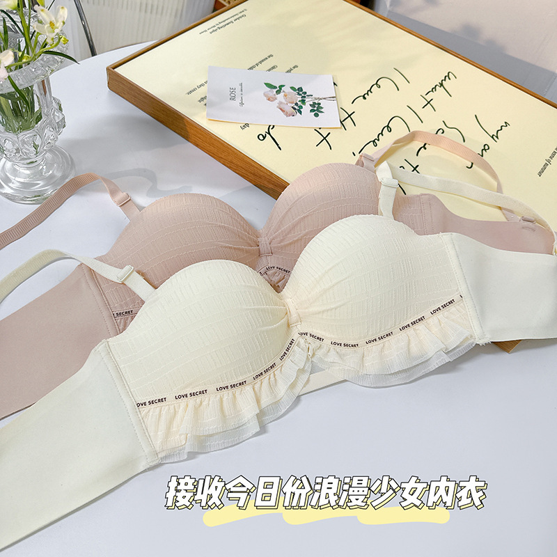 Concave-convex secret small chest gathered underwear women's big pure sexy bra non-slip invisible tube-proof anti-sagging
