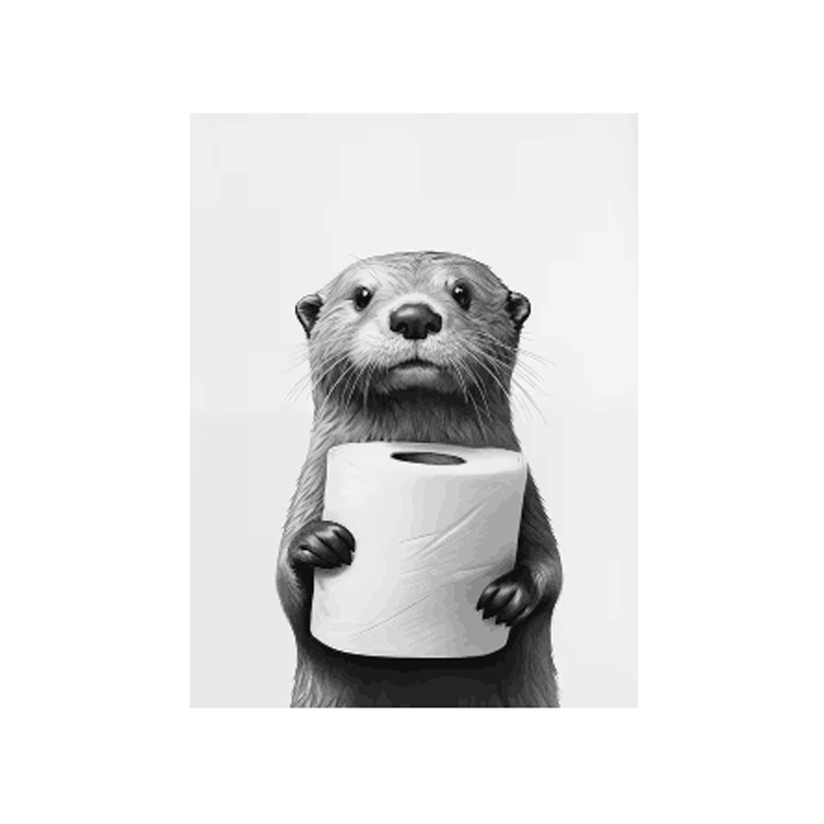 Negro y blanco adorables animales con papel higiénico póster búho perro lienzo pintura de pared arte baño sala de estar decoración del hogar