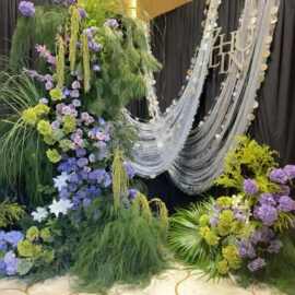 仿真绿植芦荀草文竹空气草海芋叶婚庆插花婚礼堂绿植装饰用花外贸