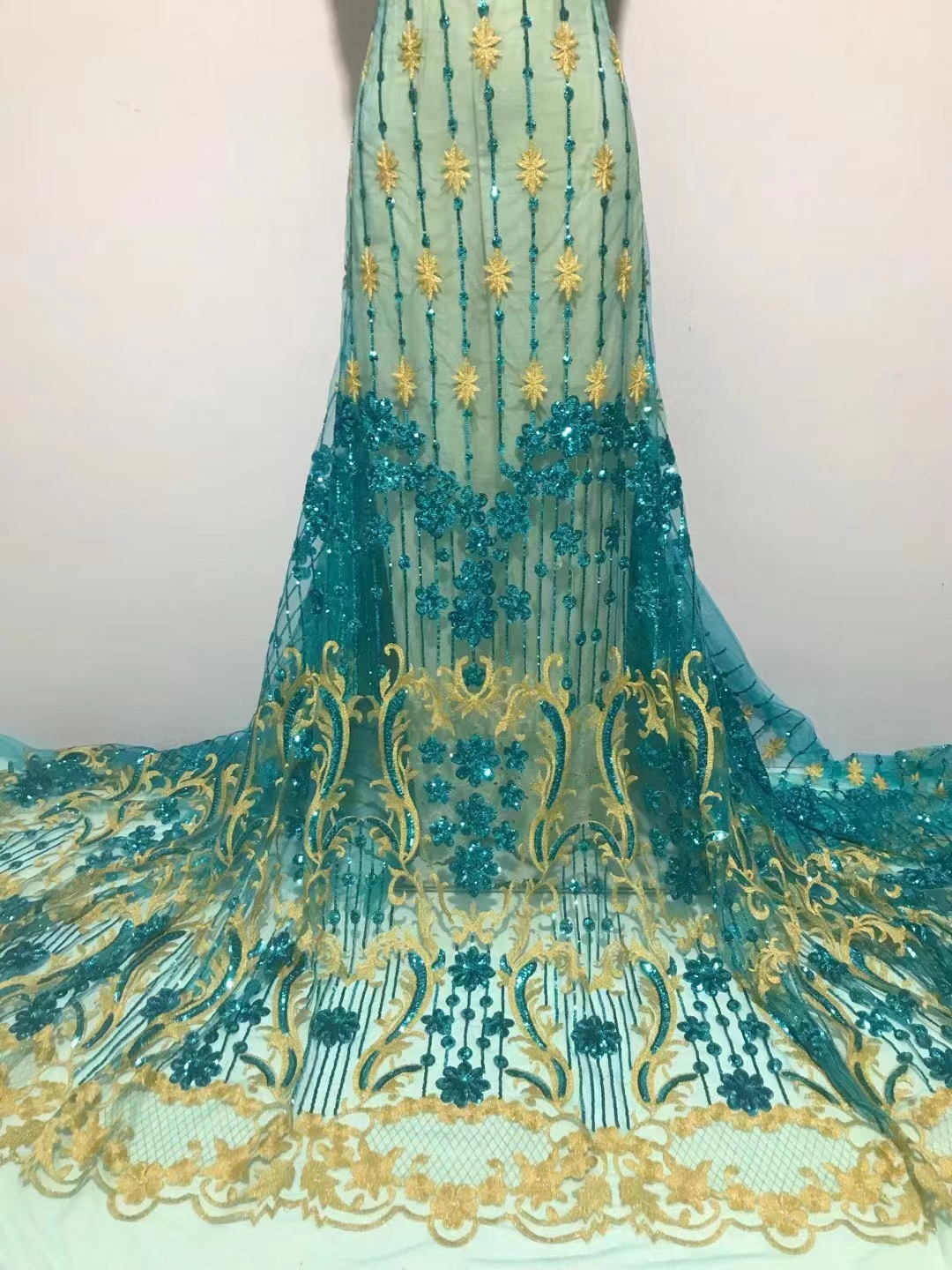 Lentejuelas Tull encaje africano lentejuelas bordado malla encaje tela vestido ropa paño j3834