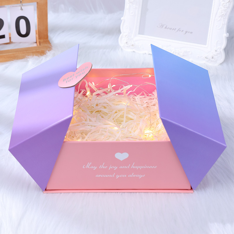 Caja de regalo en forma de corazón con degradado de colores para el Día de San Valentín, caja de embalaje cosmético de alta gama, caja de regalo para damas de honor de boda, caja vacía.