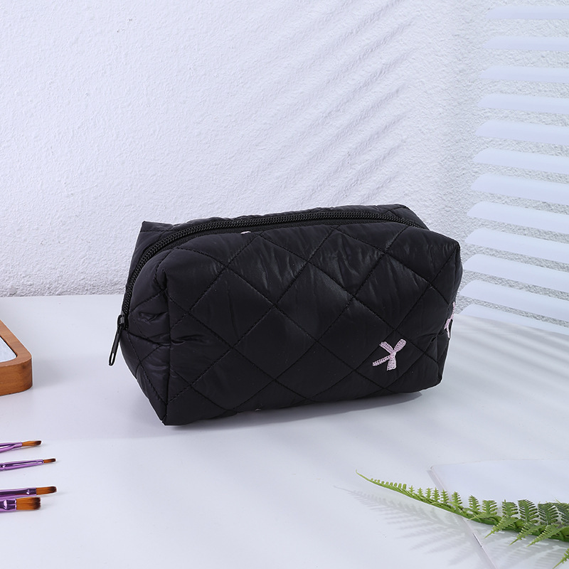 韓国キルティングリボン新しい化粧品バッグイン日本収納ポータブル鉛筆バッグ女性のかわいいクラッチバッグ|undefined