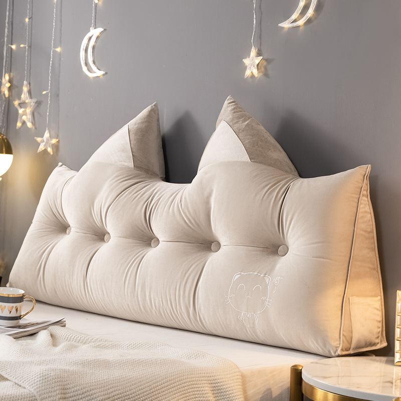 Vintage Coffee Bedroom Bed Pillow milk brown Children's Bedside Cushion Anti-collision Tatami Large Triangle Soft Bag Backrest