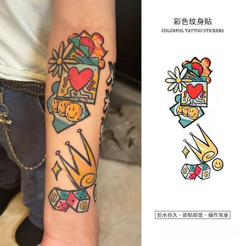 Gd G-Dragon Style Oldschool Colorful Tattoo Stickers Waterproof Long-Lasting Trendy Cool Stickers for Men and Women Gd G-Dragon Style Oldschool Colorful Tattoo Stickers Waterproof Long-Lasting Trendy Cool Stickers for Men and Women