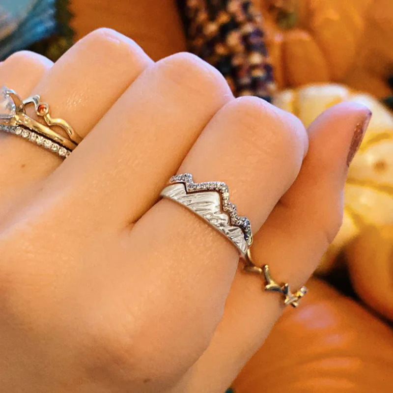 Daily Occasion Classic Style Mountain Copper Inlay Zircon Rings