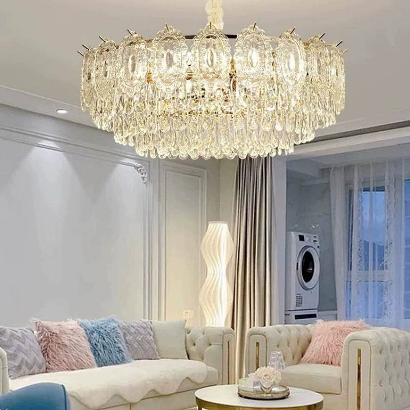 Лампа для гостиной, доступная роскошная хрустальная потолочная лампа, французская современная простая элегантная лампа для столовой, спальни, новая люстра 2024 года