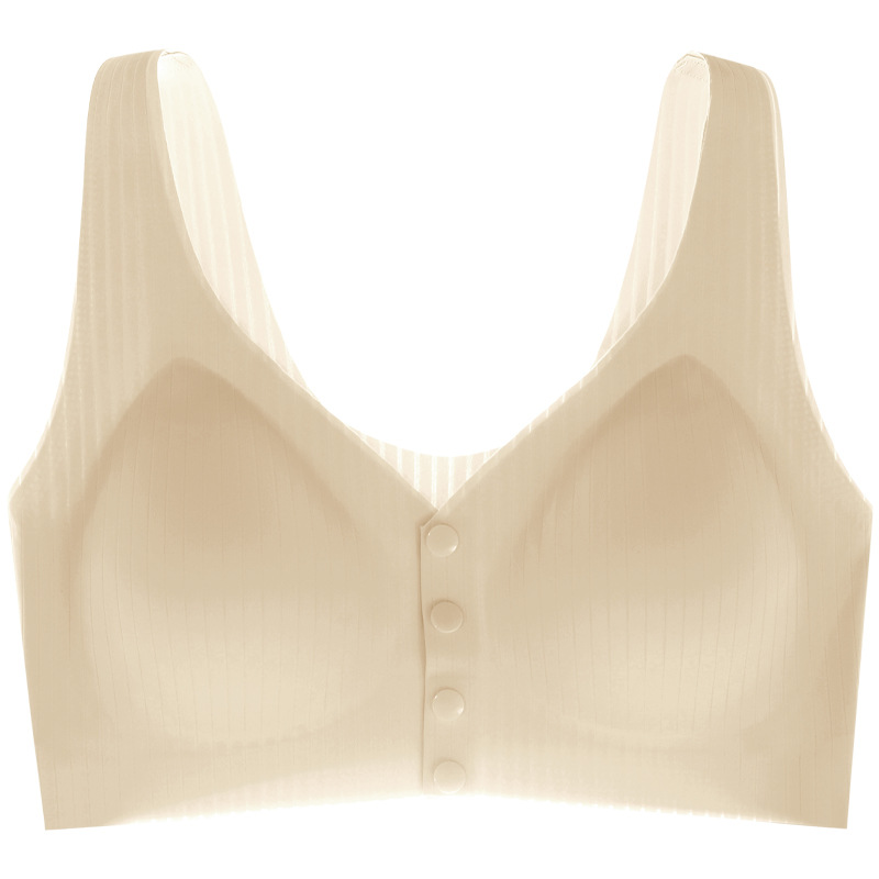 Ropa interior de la madre sujetador de hebilla frontal delgada de verano para mujer sujetador de seda de hielo inalámbrico de mujer talla grande sujetador de chaleco de mediana edad y edad avanzada