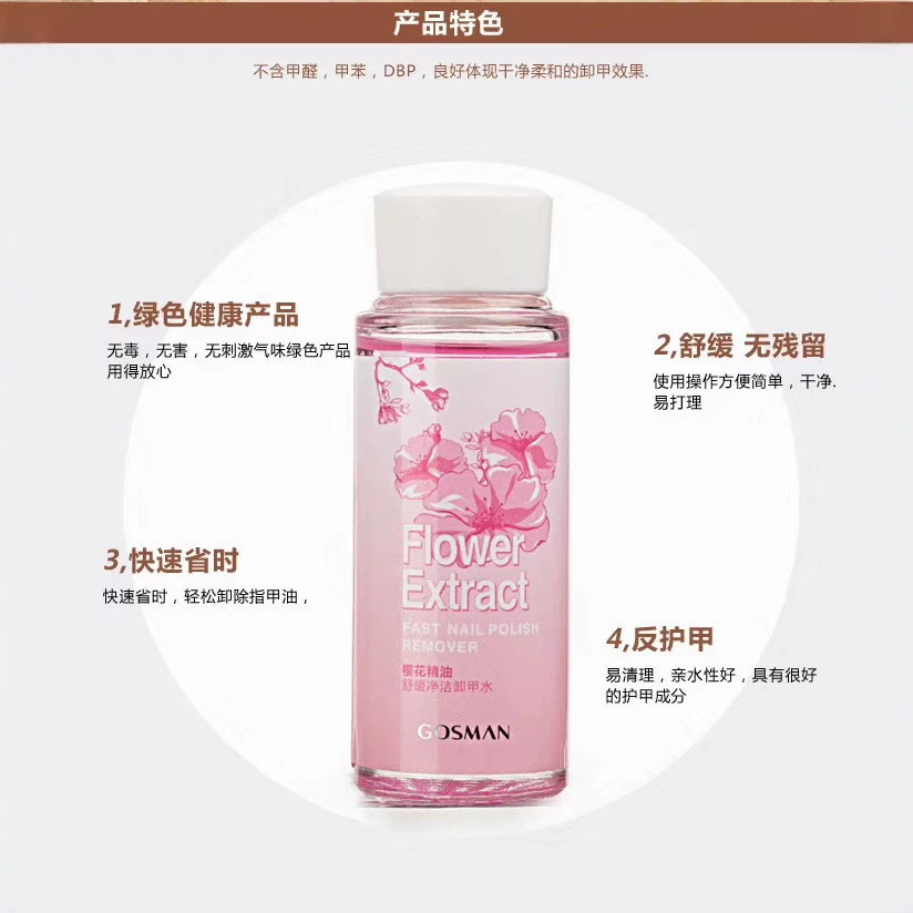 50ml Gossman Sakura Milk Scent Nail Polish Remover, Quick-Drying, Easy to Clean, Does Not Damage Nails, Cannot Remove Gel Nail Polish