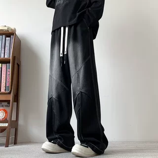 直筒牛仔裤男士夏季美式高街宽松休闲长裤阔腿裤男款