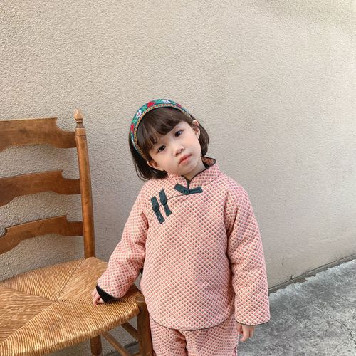 Girls' Tang suit Chinese style children's New Year Hanfu winter plus velvet baby New Year's festive clothes cotton suit