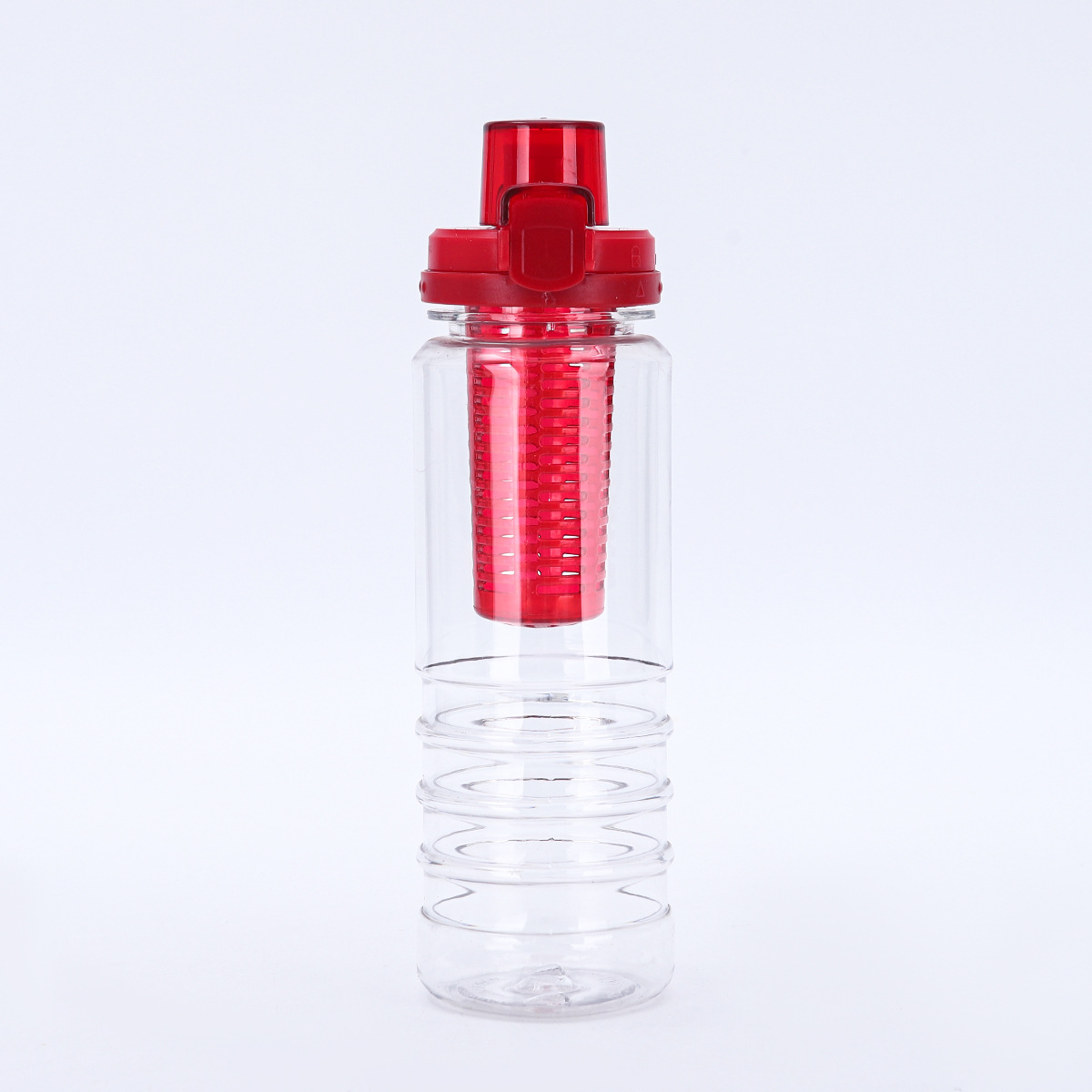 Nuevo deportivo taza de fruta de plástico de gran capacidad con tanque de fruta taza espacial de plástico transparente tapa rebote taza de agua recta