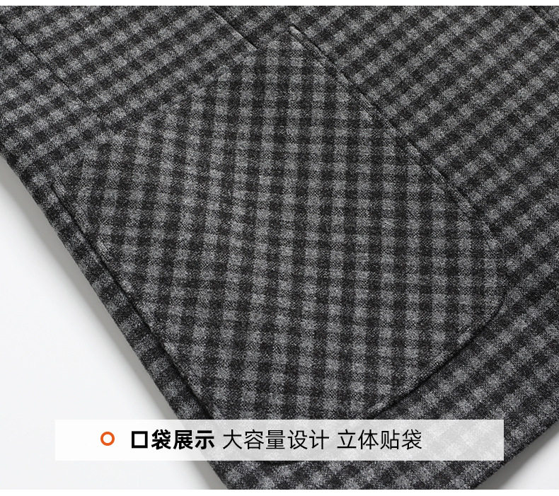 Áo vest nam họa tiết kẻ ô dáng ôm, cổ vest một hàng hai cúc, tay dài, chất liệu co giãn chống nhăn — Bóng, Kẻ sọc xanh xám chi tiết 23