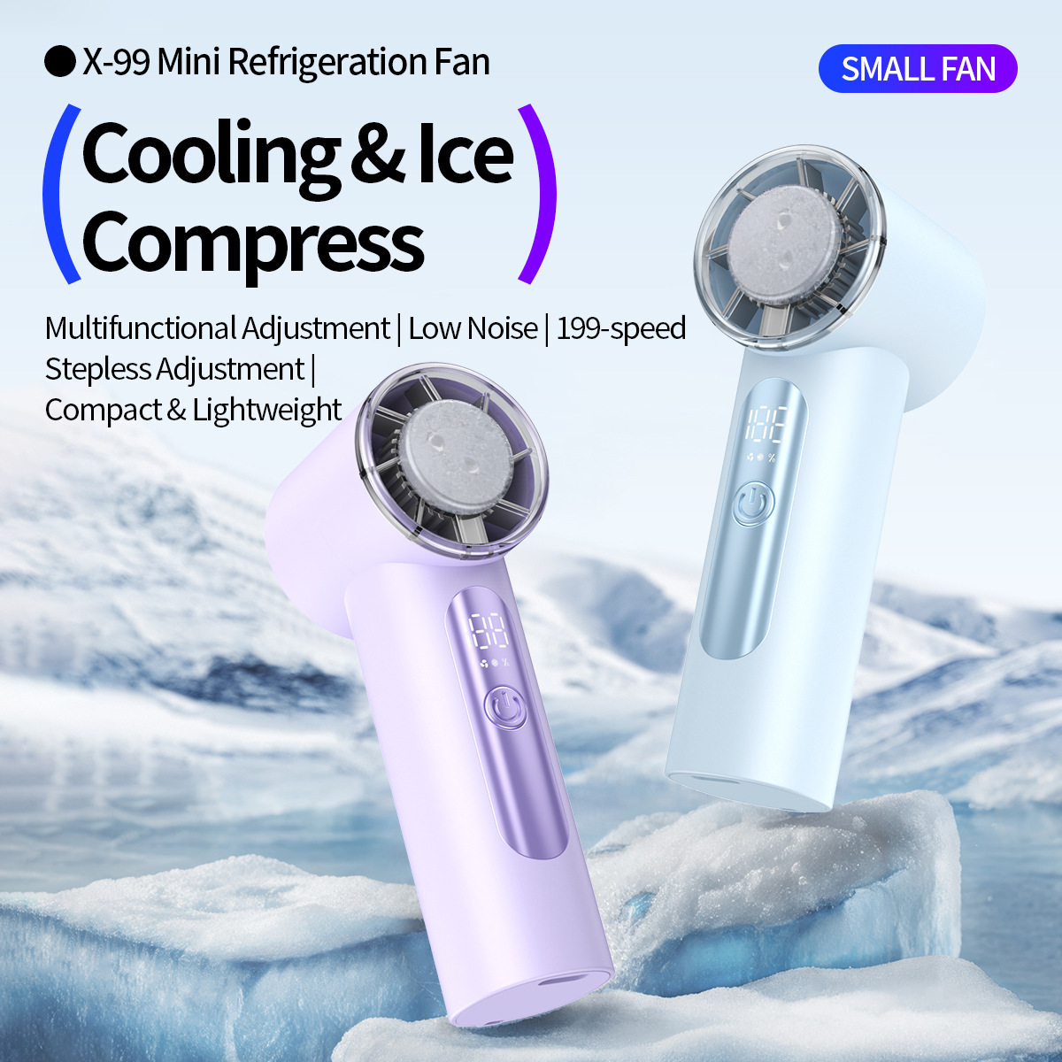 2026 New X99Refrigeration Icy Wearable Handheld Portable Fan