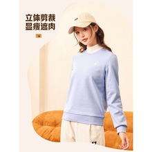 鸿星尔克加绒卫衣女2025秋季新款女士索罗娜运动圆领长袖上衣女装