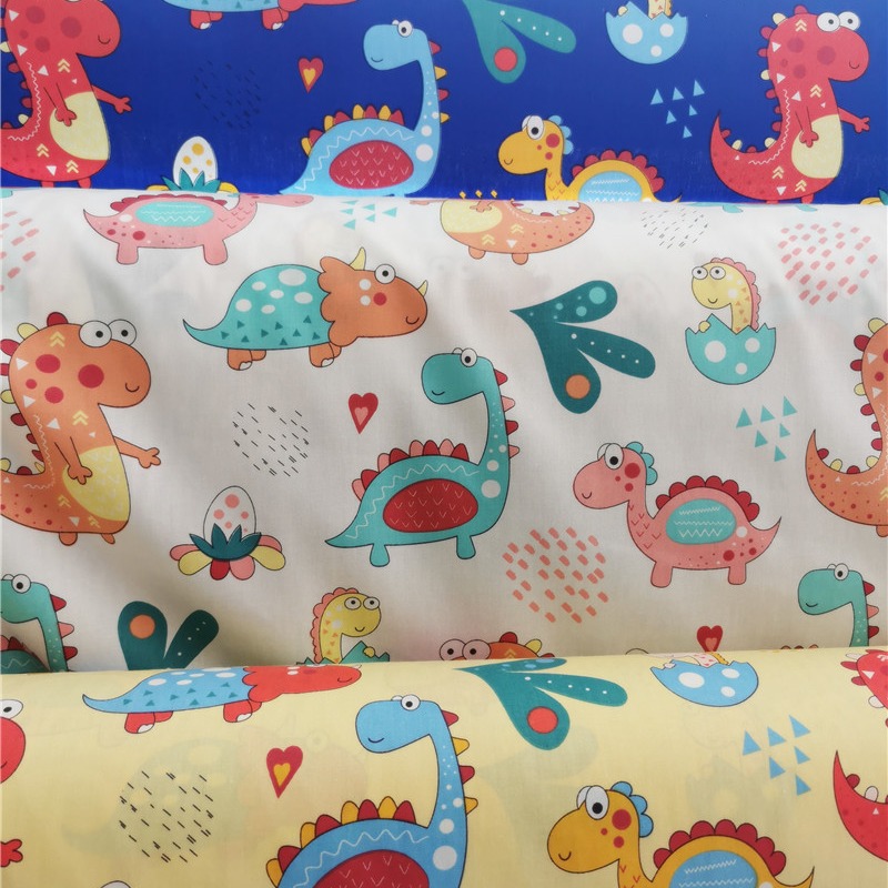 恐龙印花纯棉斜纹布料1.6米宽 罩衣被罩面料 婴儿纯棉床品布
