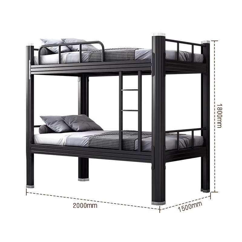 Cama de dos pisos superior e inferior piso de hierro forjado piso de alumno marco de acero cama baja cama de doble personal cama de marco de hierro dormitorio cama de hierro dos pisos