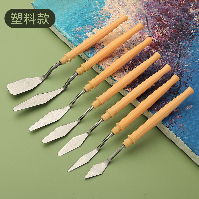 Factory Direct Sales Art Oil Painting Scraper Stainless Steel Selective Knife Watercolor Paint Sharp Shaped Color Mixer Oil Pastel Mini Scraper