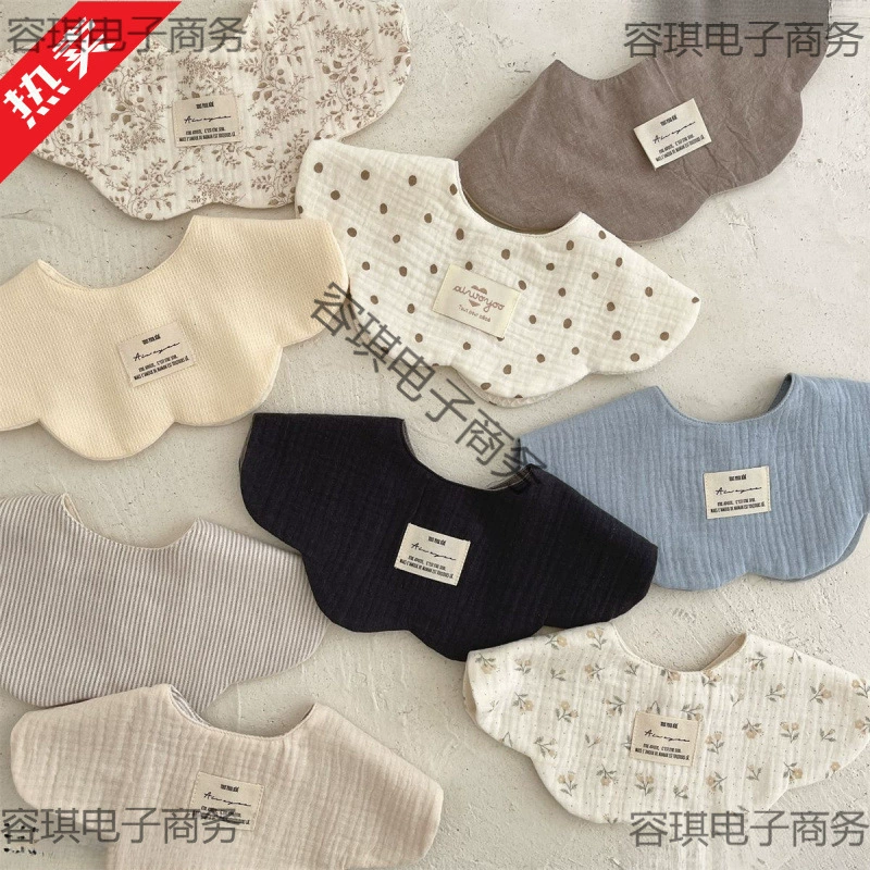 Детское полотенце для слюны в корейском стиле, летний нагрудник с тонкими лепестками, впитывающий воду, поддержка доставки от двери до двери