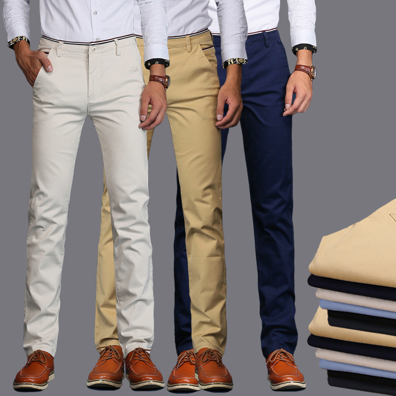 Men's Korean-style Straight Cotton Casual Pants Youth Fashion Slim-fit Solid Color Men's Trendy Trousers Four-season Men's Trendy Pants Men's Korean-style Straight Cotton Casual Pants Youth Fashion Slim-fit Solid Color Men's Trendy Trousers Four-season Men's Trendy Pants