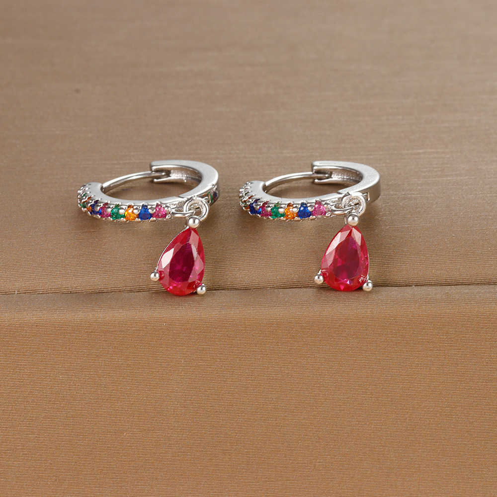 8g Weight 925 Sterling Silver Ear Needle Material Zircon Inlay Material Drop Earrings Classification 1 Pair Quantity Daily, Street Occasion Copper Material Water Droplets Pattern Women's Gender Plating, Inlay Design IG Style, Shiny Style 1 Pair IG Style Shiny Water Droplets Plating Inlay Copper Zircon Drop Earrings 13