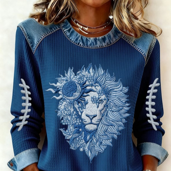 2025 Cross-Border Export Amazon Autumn and Winter Women's New Animal Lion Tiger Print Women's Round Neck Sweatshirt
