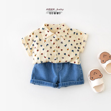 婴幼儿短袖上衣男童夏季帅气印花针织T恤 宝宝外出时髦polo衬衫