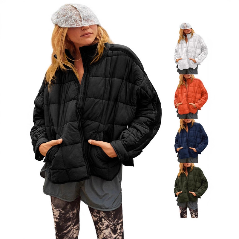 Spot Autumn and Winter New Amazon European and American Women's Lightweight Zipper Compressible Cotton Short down Jacket