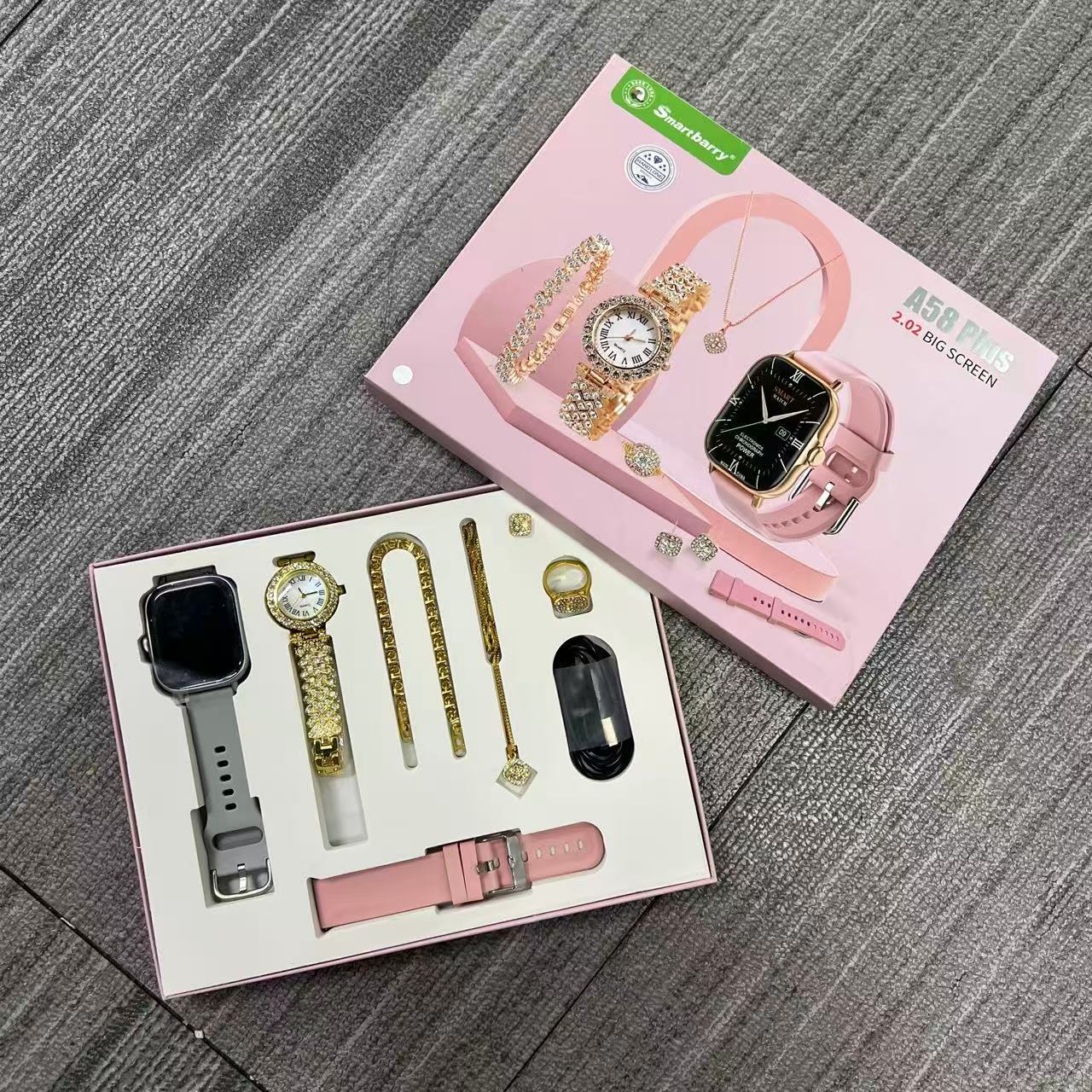 A58 Plus Smart Watch 2.01 Inch Bluetooth Call Full Diamond Exquisite Women's Gold Watch Jewelry Cross-Border Hot Sale