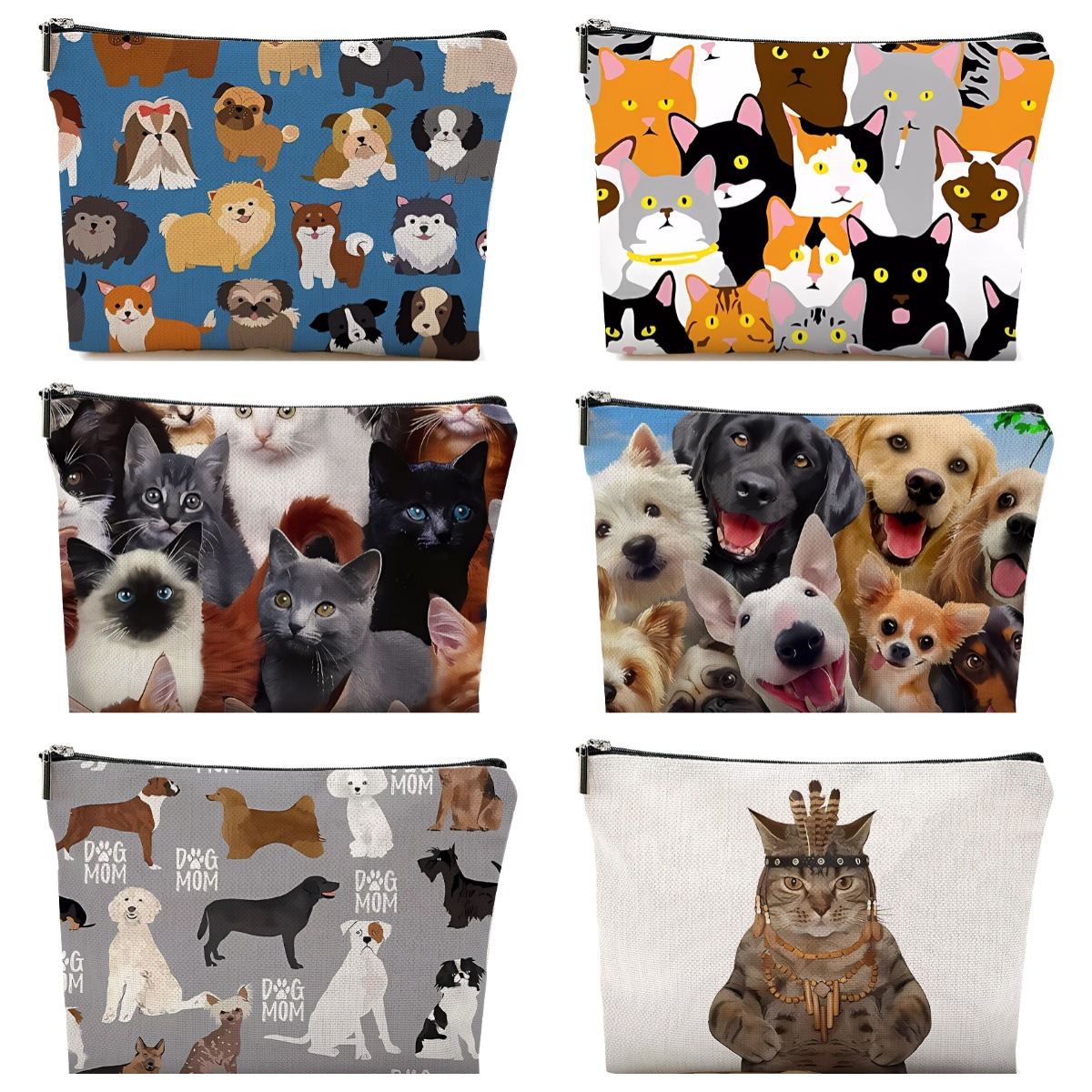 Amazon mascota transfronteriza gato y perro impresión doble cara bolsa de lavado de viaje bolsa de almacenamiento de gran capacidad adorable