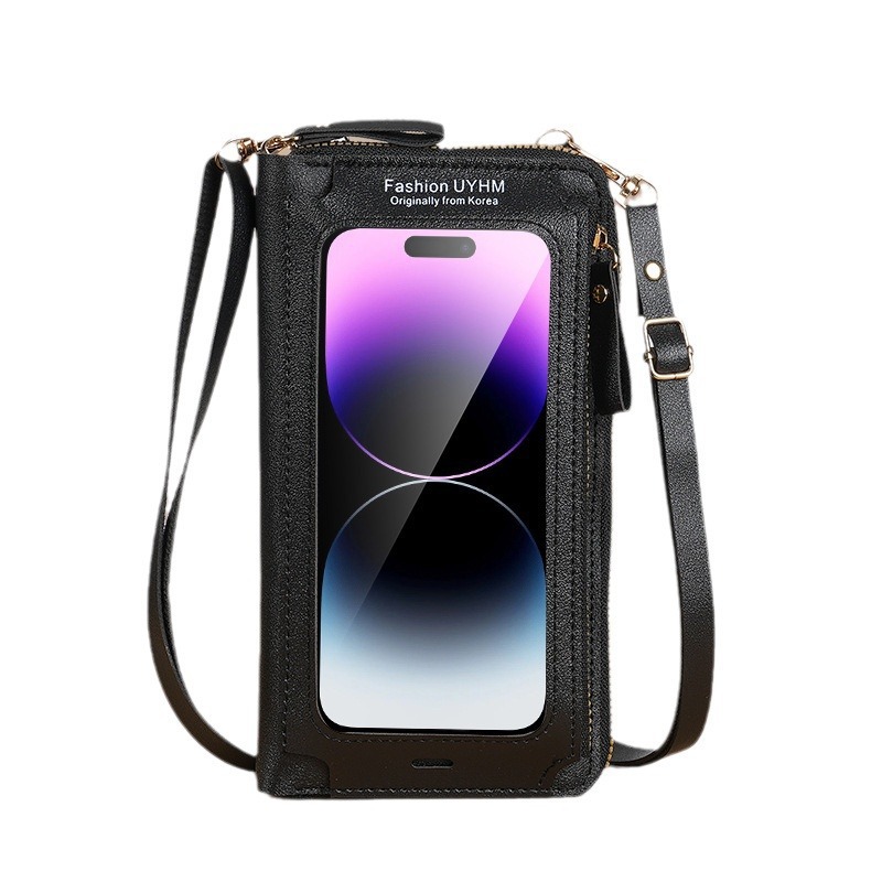 2024 bolso de teléfono móvil con pantalla táctil para mujer diagonal antirrobo multifuncional de un solo hombro todo fósforo mini bolso transparente billetera bolso para teléfono móvil