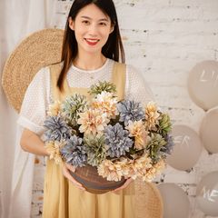 綠植物葉月大麗花INS風仿真花廠家假花批發婚慶裝飾品跨境MW66789