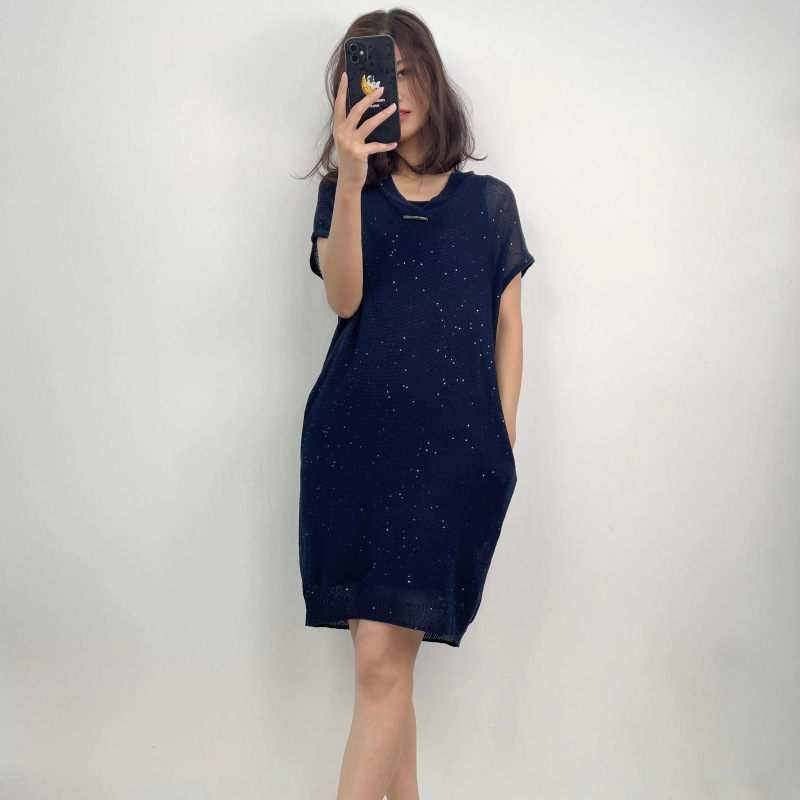 Spring 2023 Ms. Gao Ding BC temperament knitting Flax Dress Two piece set Self cultivation Real silk The dress