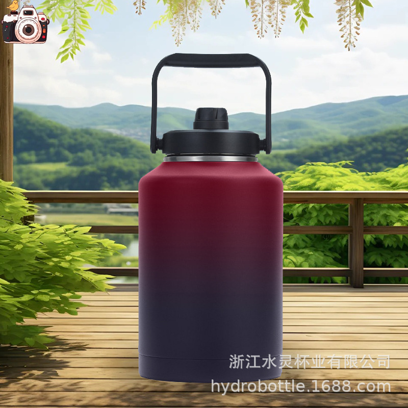 1ガロン国境を越えた屋外大容量ステンレス保温カップ二重運動64oz128オズ192oz氷桶|undefined