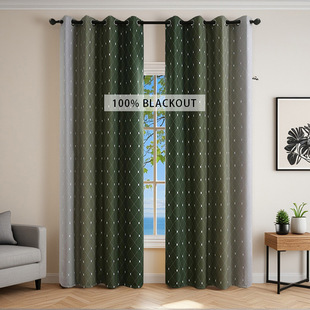 Cross-Border Amazon Full Blackout Curtains Blackout Sunshade Bedroom Balcony Living Room Sun Protection and Heat Insulation Modern Simple Finished Product