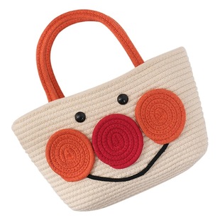Cute Bread Superman Cotton Woven Bag Women's New Cute Cartoon Portable Women's Bag Hand Basket Bag