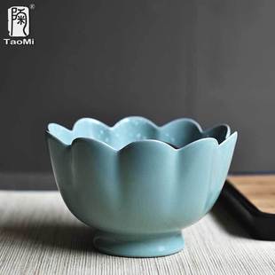 Large Ru Kiln Tea Washing Bowl with Cracked Pattern, Ru Porcelain Household Water Basin, Tea Set Ceramic Tea Bowl, Pen Washing Bowl, Tea Ceremony Accessories